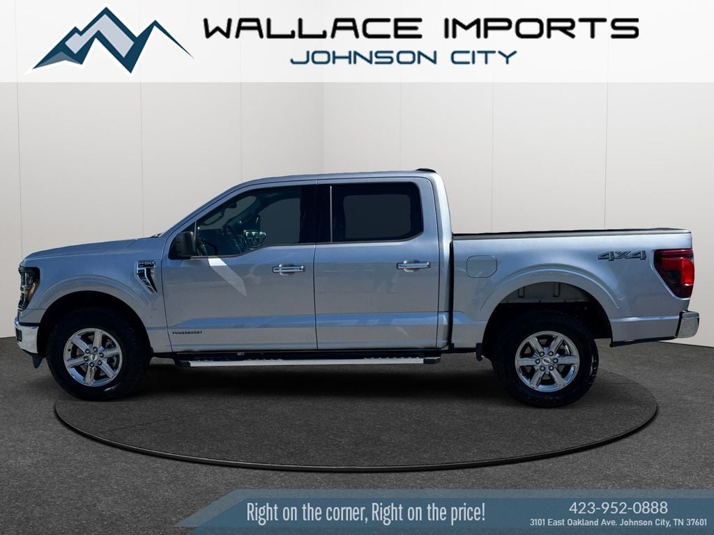 2025 Ford F-150 XLT in Silver Metallic — front three-quarter view