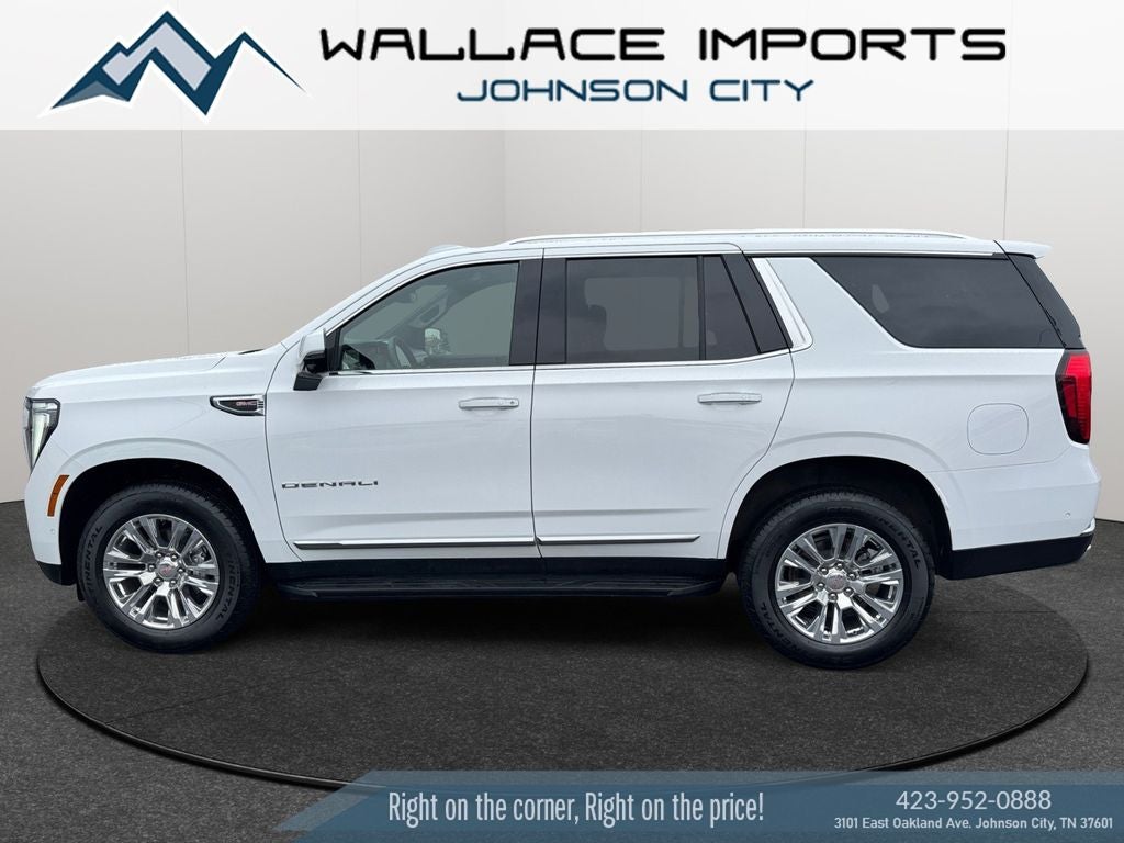 2025 GMC Yukon Denali in Summit White — front three-quarter view