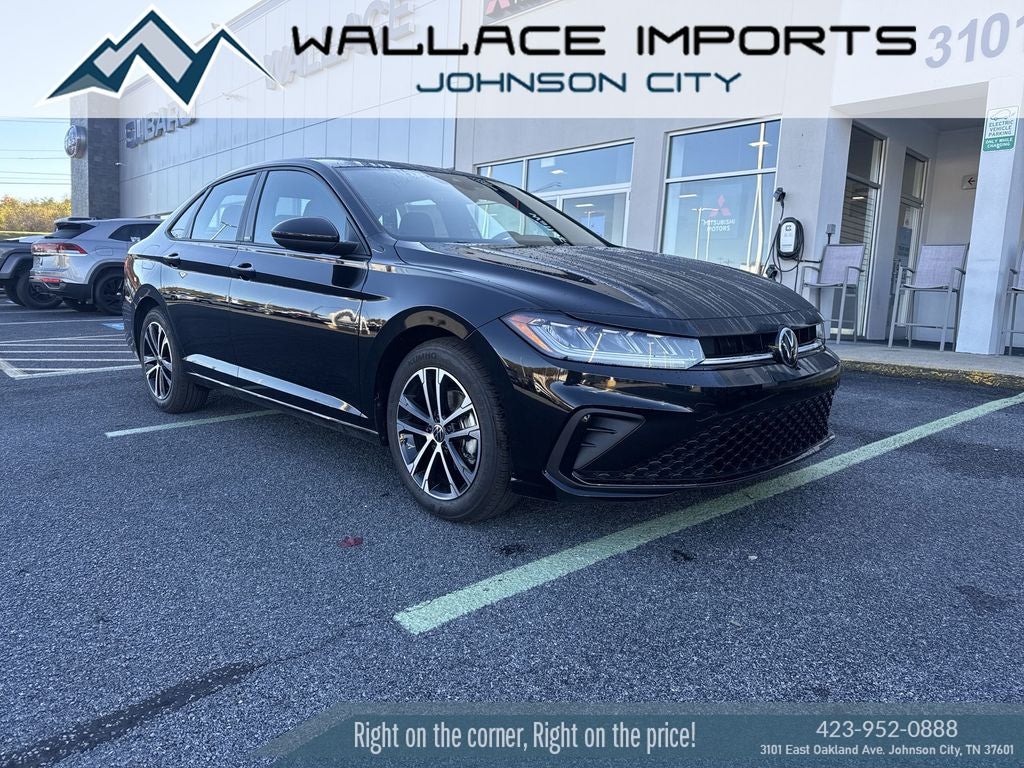 2026 Volkswagen Jetta 1.5T Sport in Deep Black Pearl — front three-quarter view