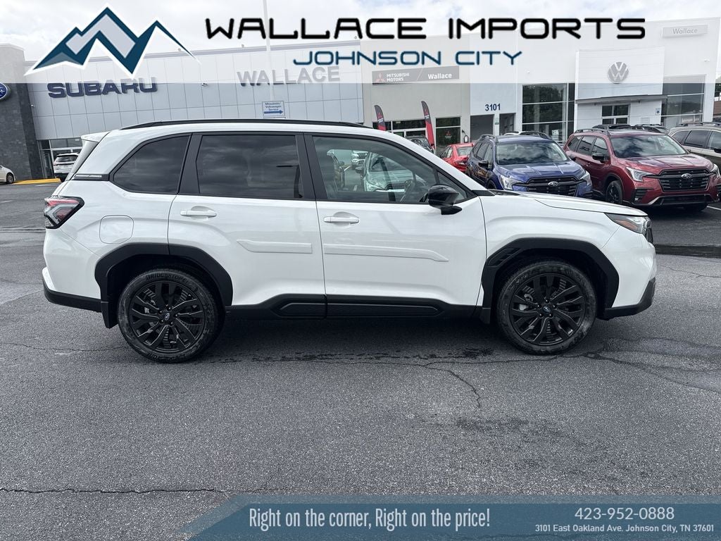2026 Subaru FORESTER Sport Onyx Edition in Crystal White Pearl — front three-quarter view