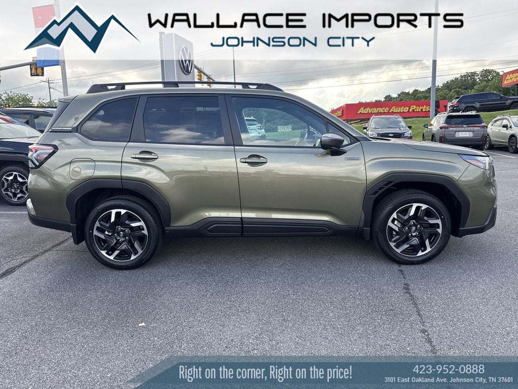 2026 Subaru FORESTER Premium Hybrid in Autumn Green Metallic — front three-quarter view