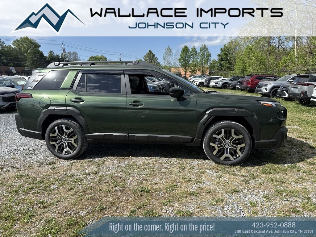 2026 Subaru OUTBACK Touring XT in Deep Emerald Green Pearl — front three-quarter view