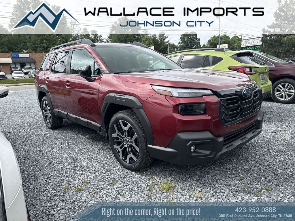 2026 Subaru OUTBACK Touring XT in Crimson Red Pearl — front three-quarter view