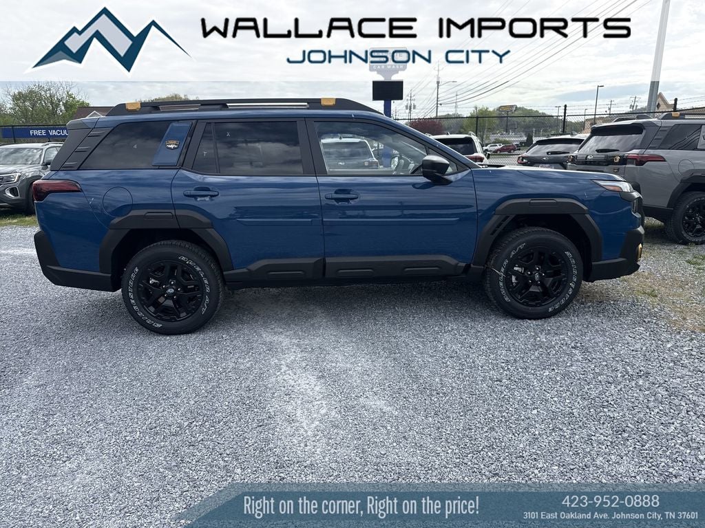 2026 Subaru OUTBACK Wilderness in Geyser Blue — front three-quarter view
